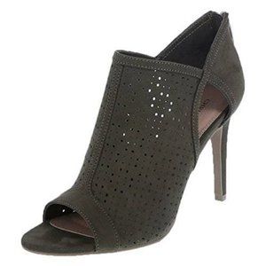 Womens Suede Heels 10 Christian Siriano Green Caged Back Mesh Peep Toe Sandals
